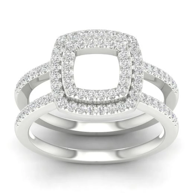 14K White Gold 0.50CTW Cushion Wrap Ring