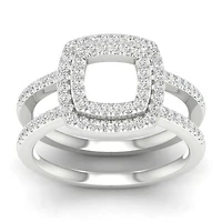 14K White Gold 0.50CTW Cushion Wrap Ring