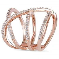 Julianna B Sterling Silver Cubic Zirconia Crossover Ring