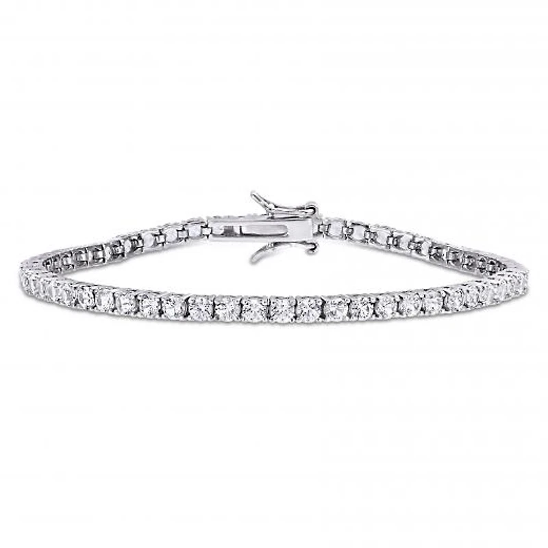 Julianna B Sterling Silver Created White Sapphire Tennis Bracelet 7"