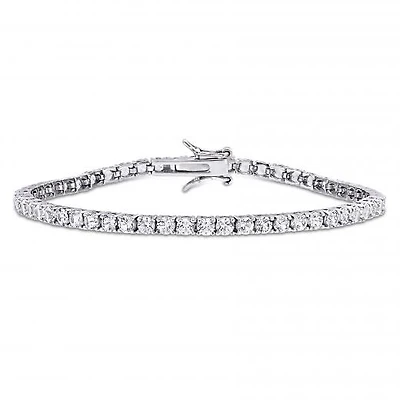 Julianna B Sterling Silver Created White Sapphire Tennis Bracelet 7"