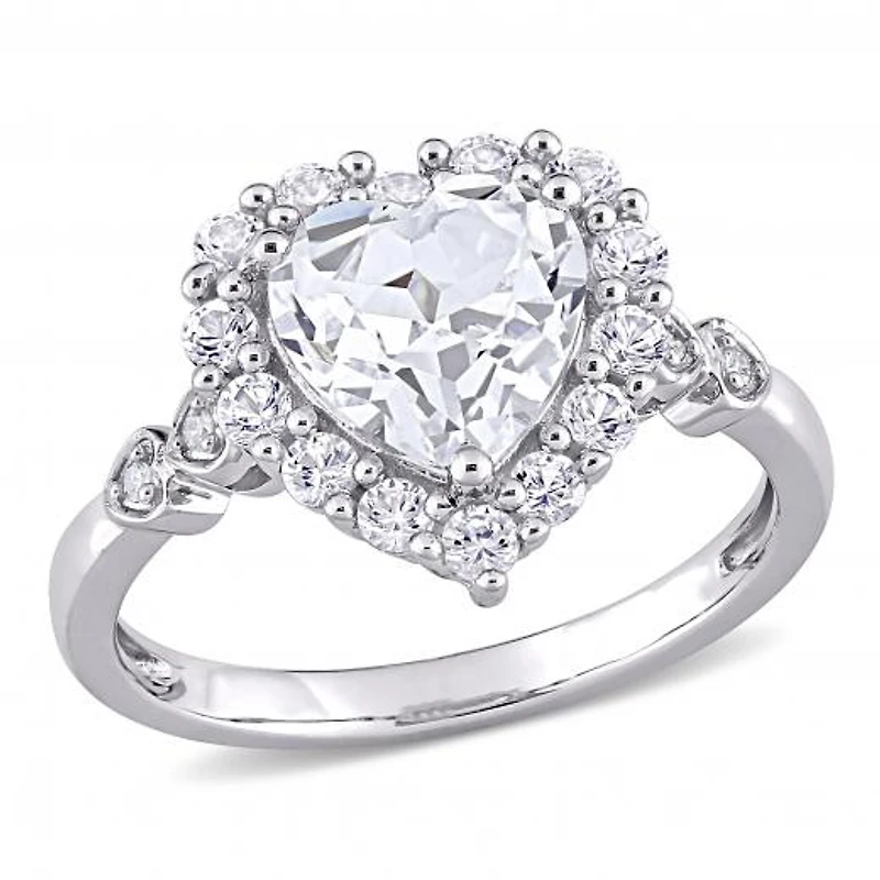 Julianna B 10K White Gold Created Sapphire & Diamond Accent Ring