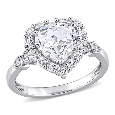 Julianna B 10K White Gold Created Sapphire & Diamond Accent Ring