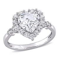 Julianna B 10K White Gold Created Sapphire & Diamond Accent Ring