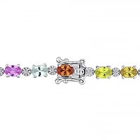 Julianna B Sterling Silver Multi-Colour Created Sapphire Tennis Necklace