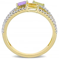 Julianna B Sterling Silver Citrine, Peridot, Amethyst & White Topaz Ring