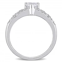 Julianna B Sterling Silver 0.06CTW Diamond & Created White Sapphire Ring