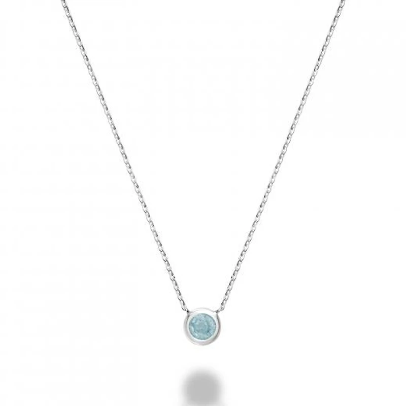 Les Bijoux 10k White Gold Bezel Set Aquamarine Necklace