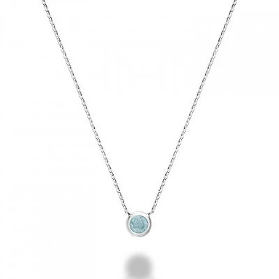 Les Bijoux 10k White Gold Bezel Set Aquamarine Necklace