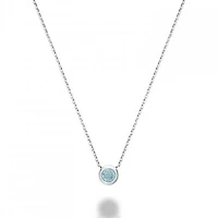 Les Bijoux 10k White Gold Bezel Set Aquamarine Necklace