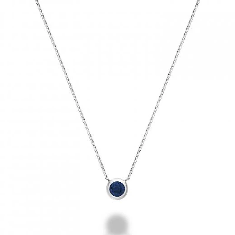 Les Bijoux 10K White Gold Bezel Set Blue Sapphire Necklace