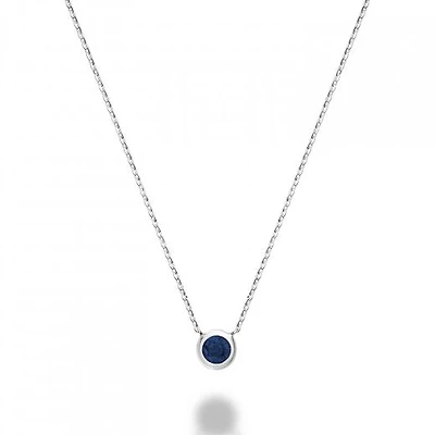 Les Bijoux 10K White Gold Bezel Set Blue Sapphire Necklace