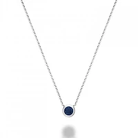 Les Bijoux 10K White Gold Bezel Set Blue Sapphire Necklace