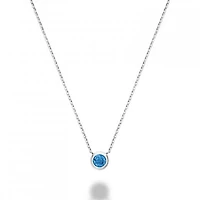 Les Bijoux 10k White Gold Bezel Set Blue Topaz Necklace