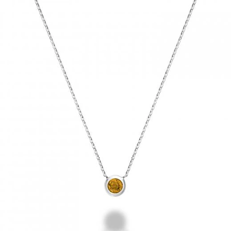 Les Bijoux 10k White Gold Bezel Set Citrine Necklace