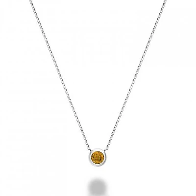 Les Bijoux 10k White Gold Bezel Set Citrine Necklace