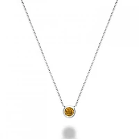 Les Bijoux 10k White Gold Bezel Set Citrine Necklace