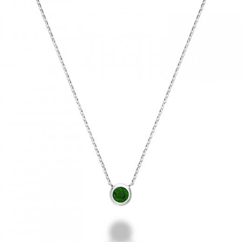 Les Bijoux 10k White Gold Bezel Set Emerald Necklace