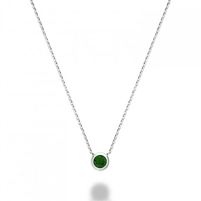Les Bijoux 10k White Gold Bezel Set Emerald Necklace