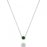 Les Bijoux 10k White Gold Bezel Set Emerald Necklace