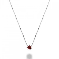 Les Bijoux 10k White Gold Bezel Set Garnet Necklace