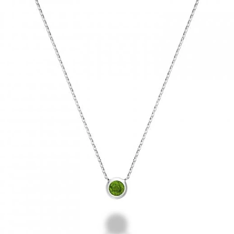 Les Bijoux 10k White Gold Bezel Set Peridot Necklace