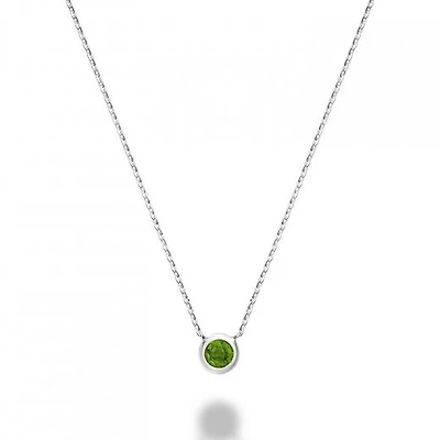 Les Bijoux 10k White Gold Bezel Set Peridot Necklace