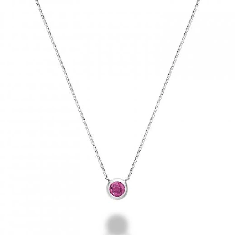 Les Bijoux 10k White Gold Bezel Set Pink Topaz Necklace