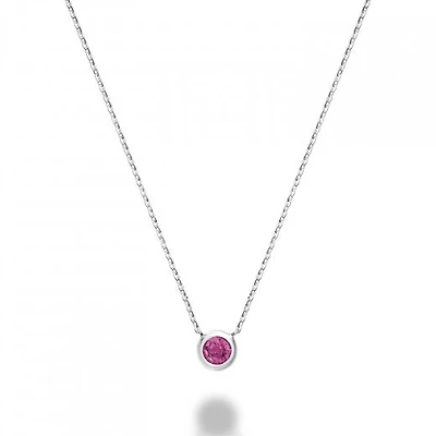 Les Bijoux 10k White Gold Bezel Set Pink Topaz Necklace