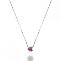 Les Bijoux 10k White Gold Bezel Set Pink Topaz Necklace