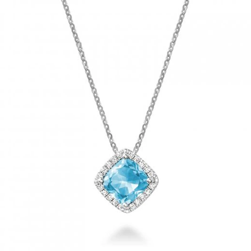Les Bijoux 10K White Gold Blue Topaz & Diamond Halo Pendant