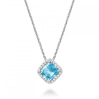 Les Bijoux 10K White Gold Blue Topaz & Diamond Halo Pendant