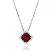 Les Bijoux 10K White Gold Garnet & 0.06CTW Diamond Halo Pendant