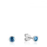 Les Bijoux 10K White Gold Bezel Set Blue Topaz Earrings