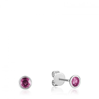 Les Bijoux 10K White Gold Bezel Set Pink Topaz Earrings