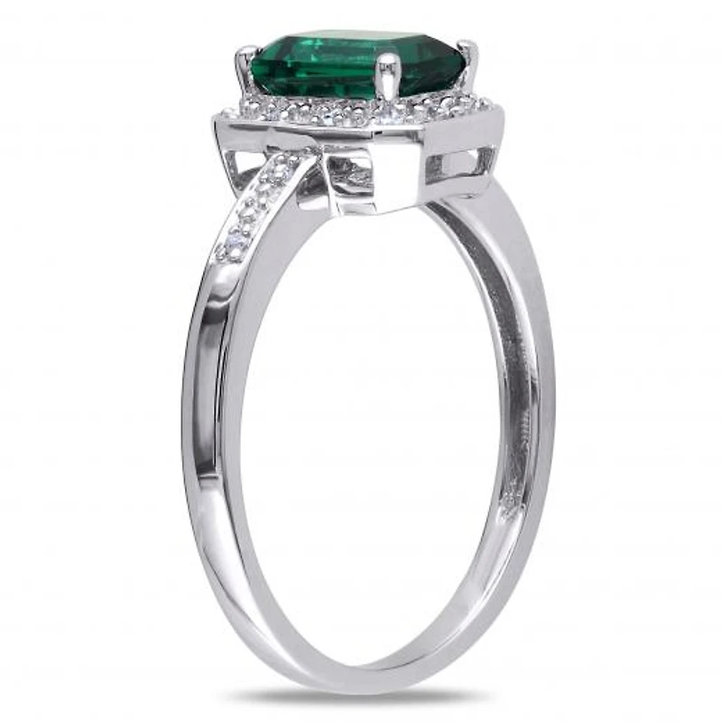 Julianna B 10K White Gold Created Emerald & 0.06CTW Diamond Ring