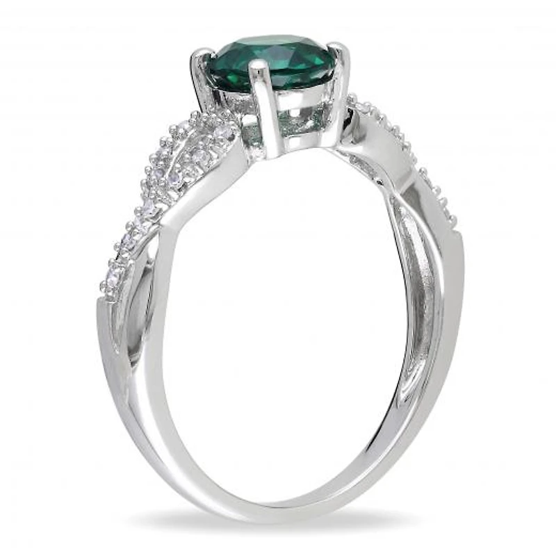 Julianna B 10K White Gold Created Emerald & 0.08CTW Diamond Ring