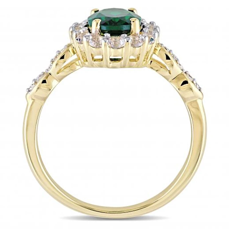Julianna B 14K Yellow Gold Created Emerald, White Topaz & Diamond Ring