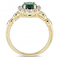 Julianna B 14K Yellow Gold Created Emerald, White Topaz & Diamond Ring