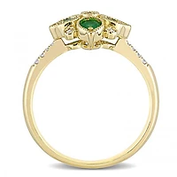 Julianna B 14K Yellow Gold Emerald & 0.10CTW Diamond Ring
