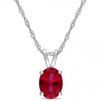 Julianna B 10k White Gold Created Ruby Pendant