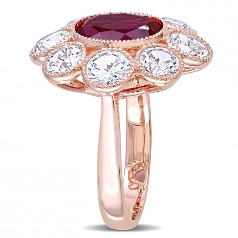 Julianna B 10k Rose Gold Created Ruby & White Sapphire Ring