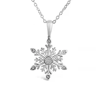 Sterling Silver 0.02CTW Diamond Snowflake Pendant