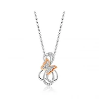 Sterling Silver Rose Plated Cubic Zirconia Butterfly Pendant