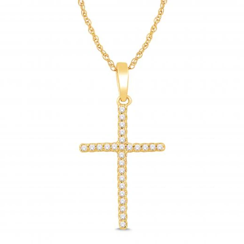 10K Yellow Gold 0.05CTW Diamond Cross Pendant