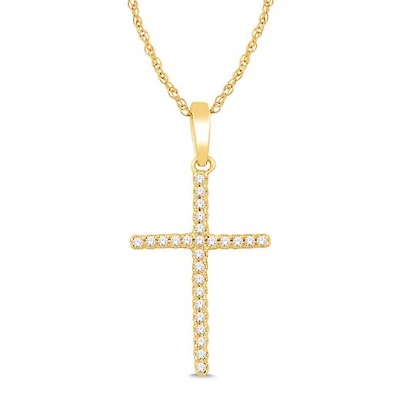 10K Yellow Gold 0.05CTW Diamond Cross Pendant