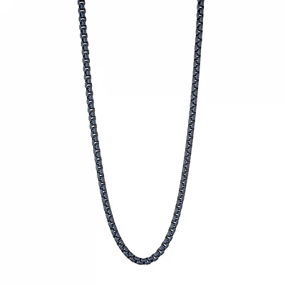 Stainless Steel Grey & Blue 3.5mm 22" Round Necklace