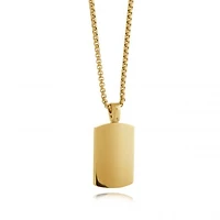 Stainless Steel Gold Dog Tag 22" Box Necklace