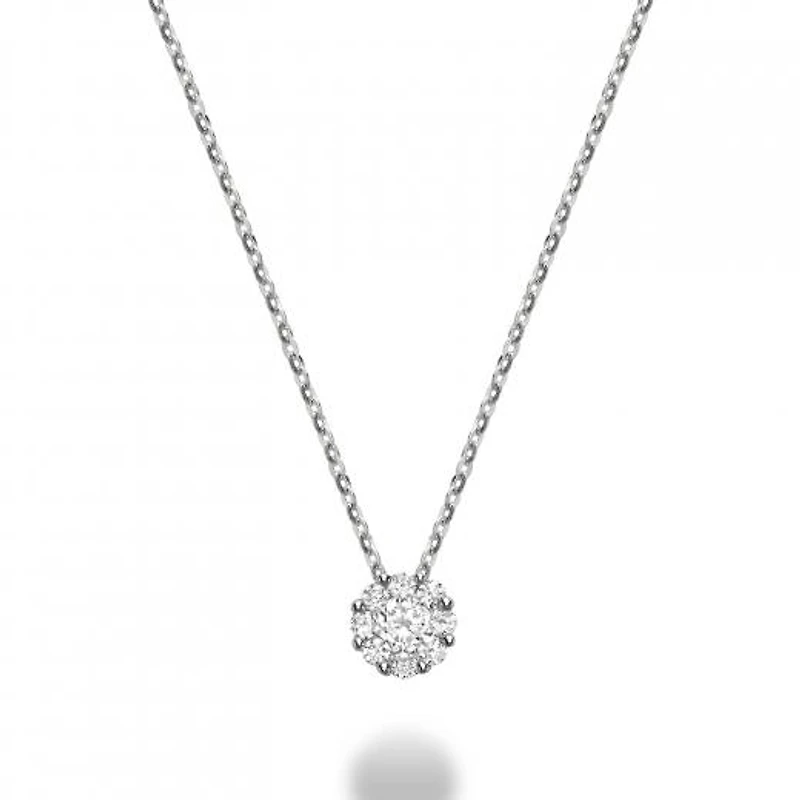 10K White Gold 0.08CTW Diamond Cluster Pendant