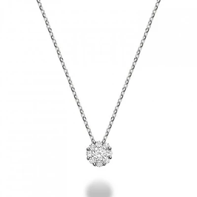 10K White Gold 0.08CTW Diamond Cluster Pendant